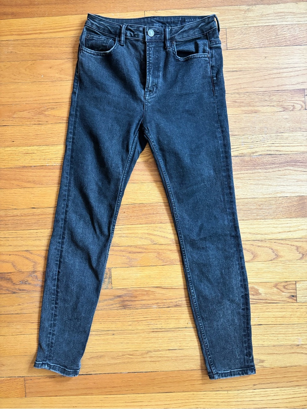 AllSaints Dark Grey Skinny Jeans — High-Rise Women's Pants